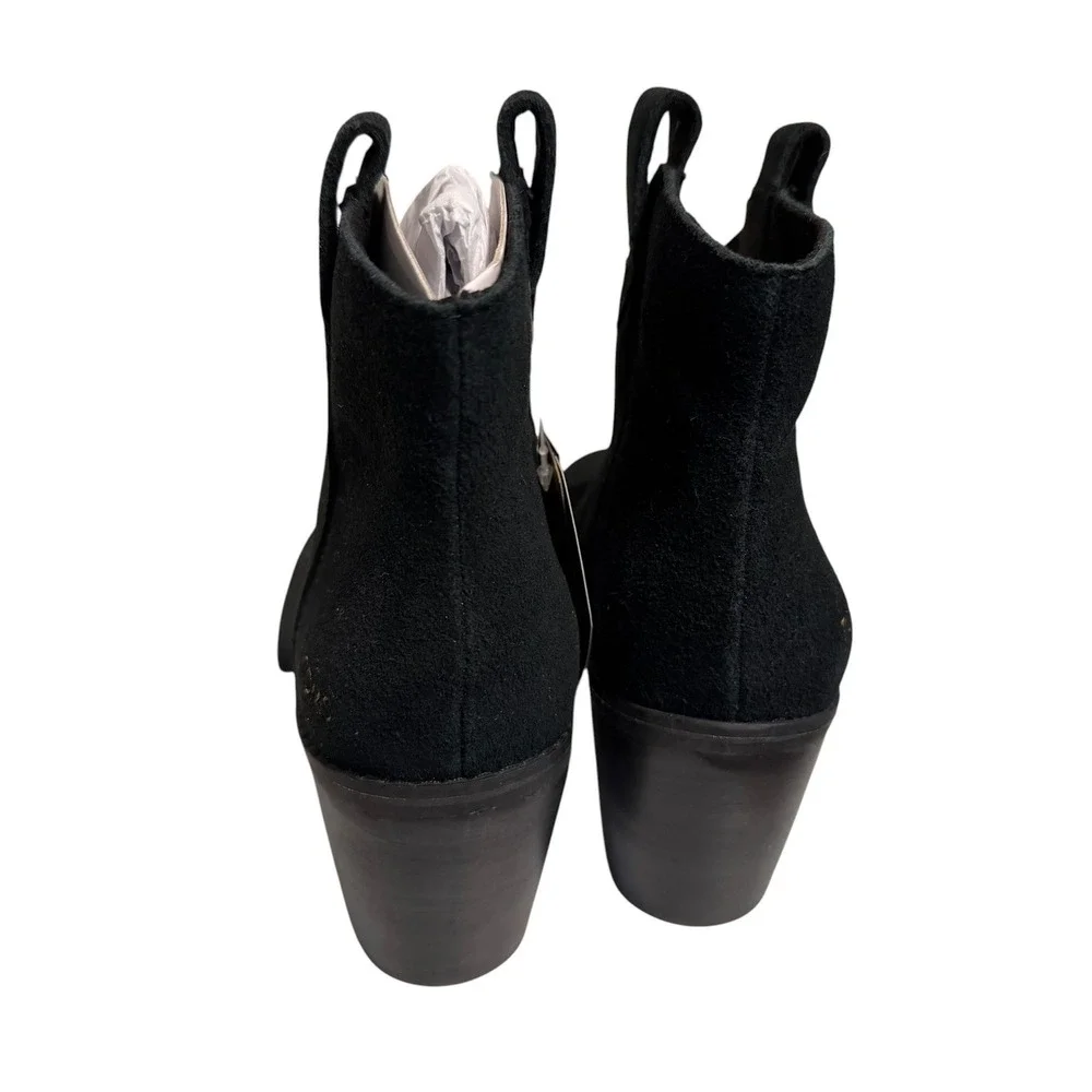 NWT‎ TOMS Constance Black Suede Western Ankle Boots Women Size 6 Cowboy